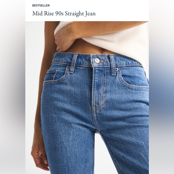 Abercrombie Mid Rise 90s Straight Jean 28L - Picture 5 of 11